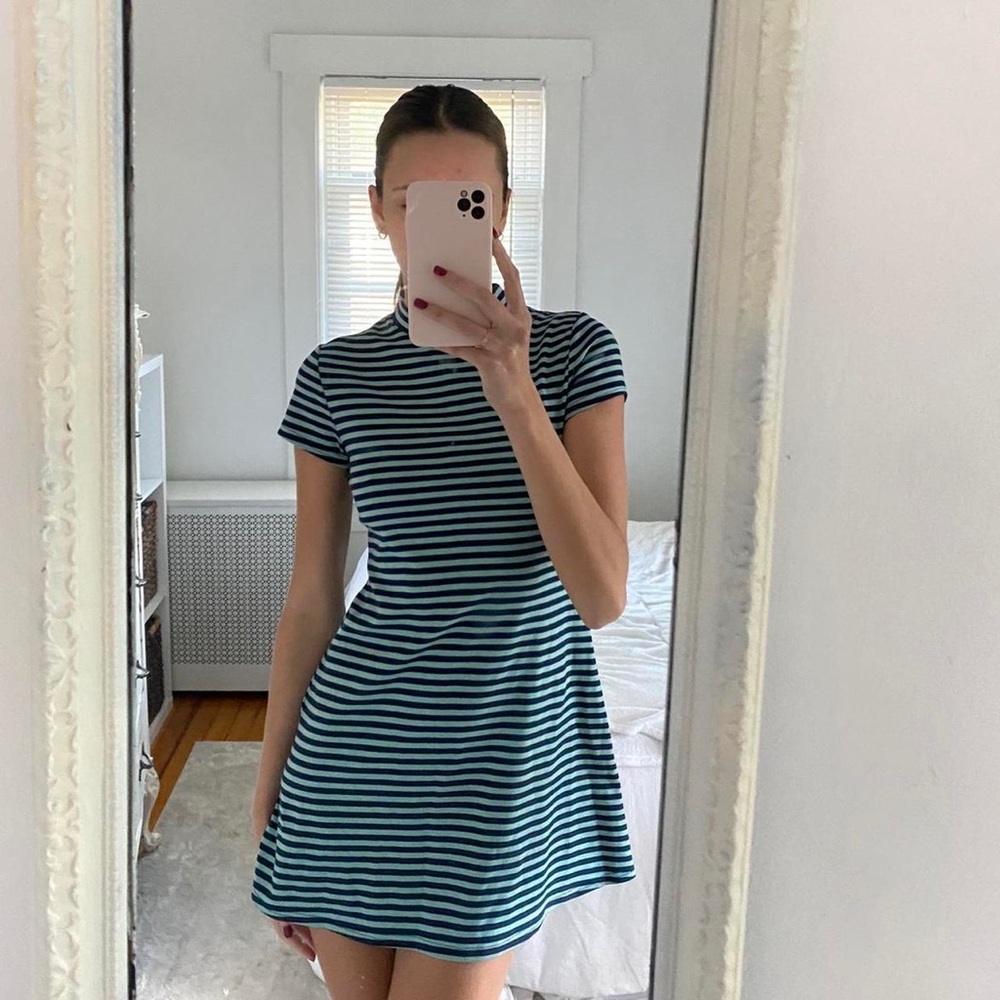 Free People Beach On the Line Stripe Dress in Navy and Mint Size XS - Picture 1 of 10